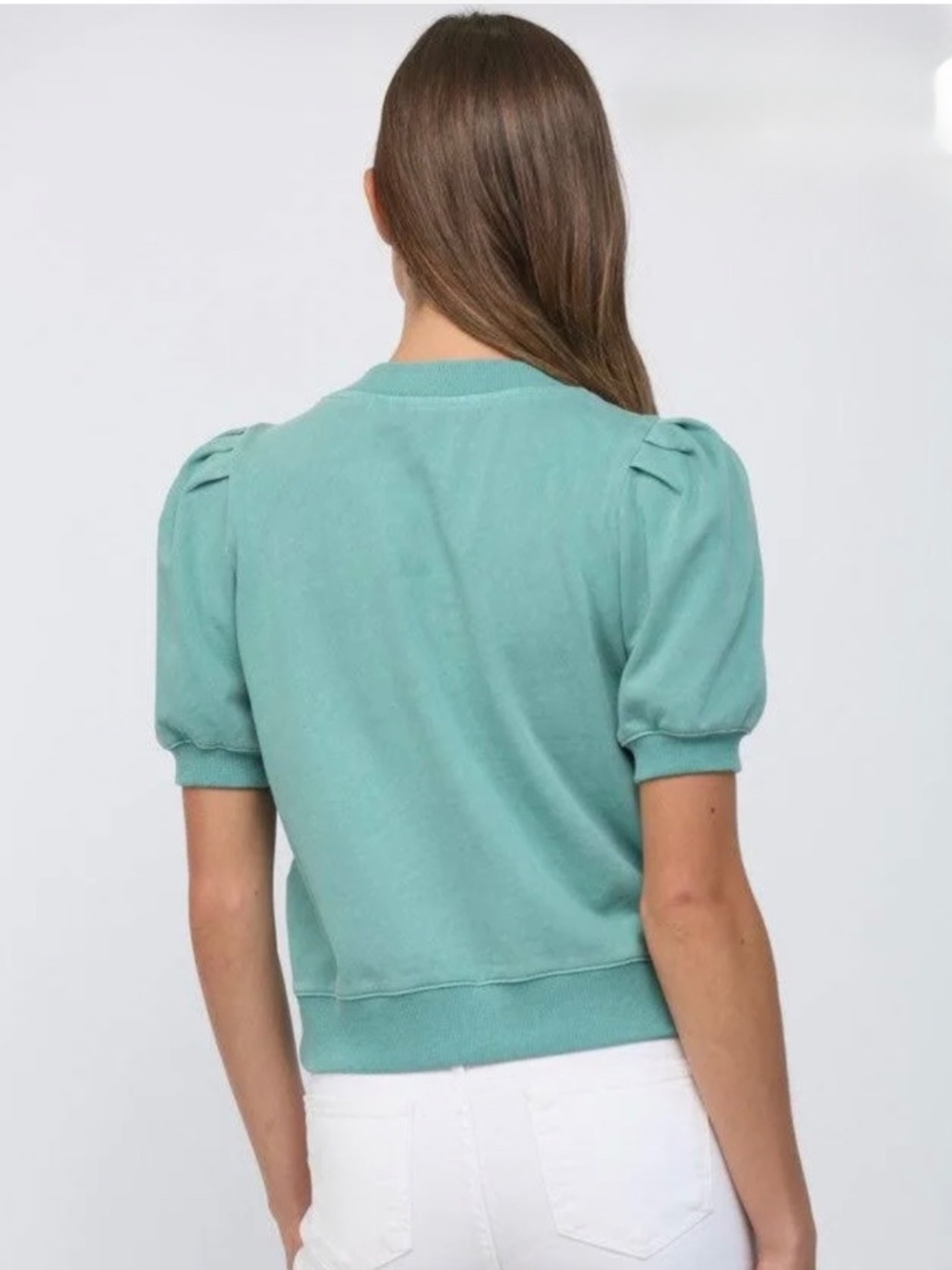 FATE Bubble sleeve top Teal M - Picture 3 of 7